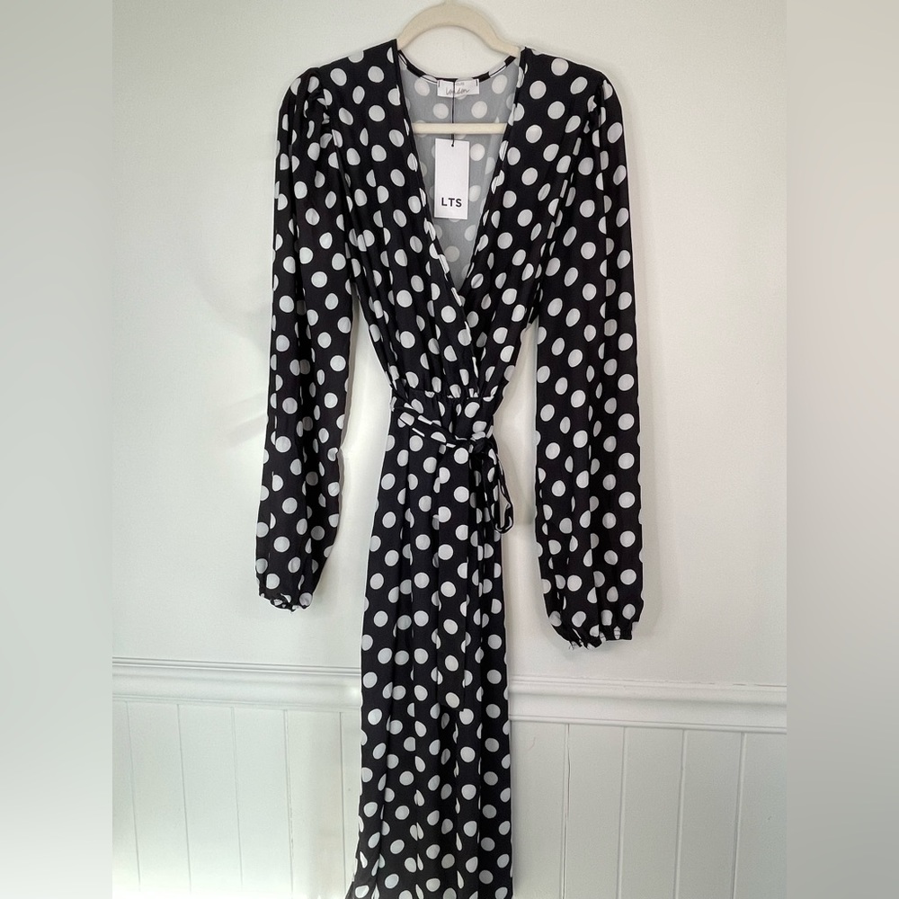 Yours London LTS Polkadots faux Wrap Maxi Dress US Size 10 Classic Preppy New